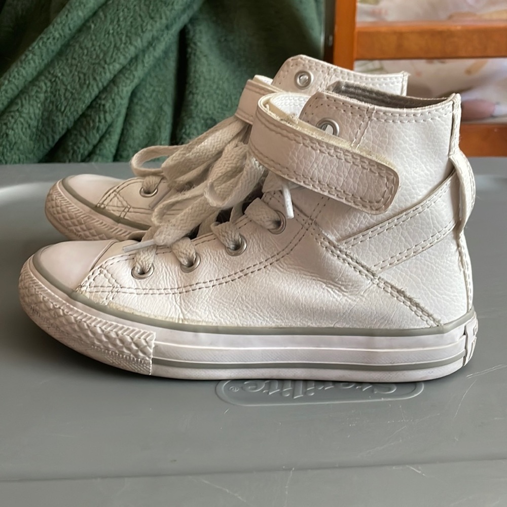 White leather kids Converse high top Sneakers